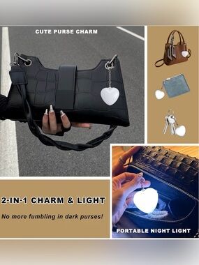 Rechargeable Heart Purse Light ,LED for Purse with Automatic Sensor